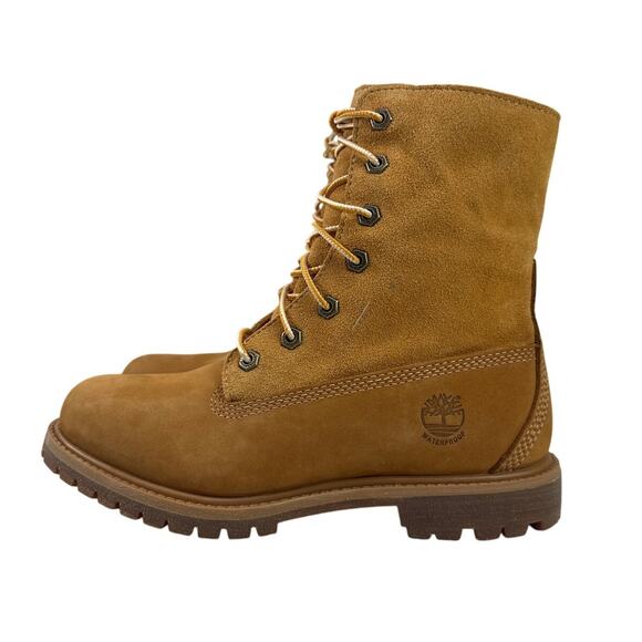 Timberland Roll Top Boots Womens 7 Wheat Nubuck Warm Lined Teddy Fleece WP - Picture 7 of 12